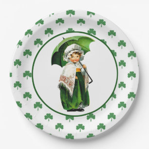 Vintage Little Irish Girl St.Patrick's Day  Paper Plate