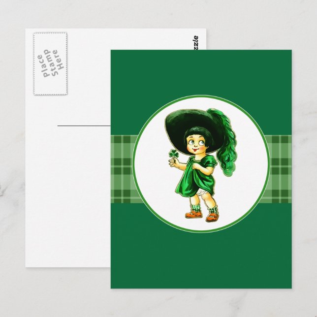 Vintage Little Irish Girl St. Patrick's Day  Postcard (Front/Back)