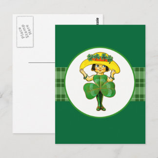 Vintage Little Irish Girl St. Patrick's Day  Postcard