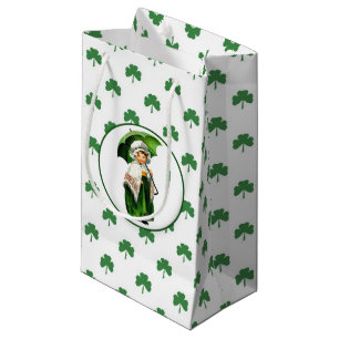 Vintage Little Irish Girl St. Patrick's Day Small Gift Bag