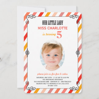 Vintage Little Lady Birthday Party Photo Invite
