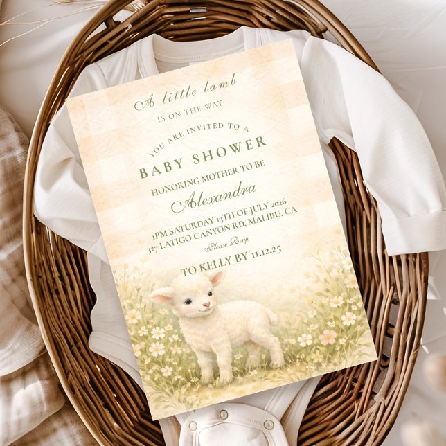 Vintage Little Lamb Meadow Flowers Baby Shower Invitation (Creator Uploaded)