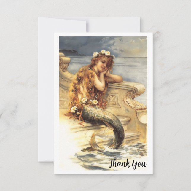 Vintage Little Mermaid  Thank You Card (Front)