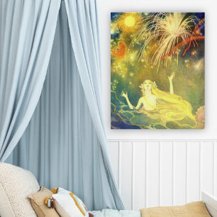 Vintage Little Mermaid Under the Sea Nursery Art Poster