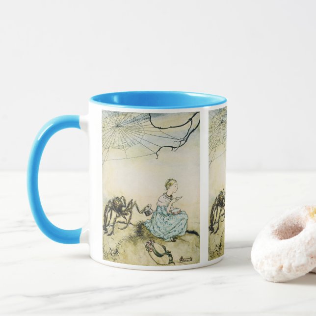 Vintage Little Miss Muffet by Arthur Rackham Mug (With Donut)