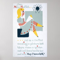 Vintage Little Miss Muffet Reading WPA Poster