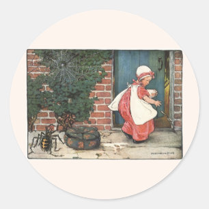 Vintage Little Miss Muffet Spider Nursery Rhyme Classic Round Sticker