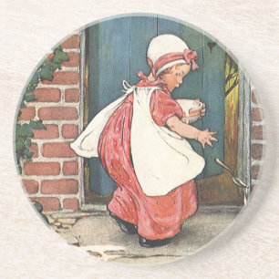 Vintage Little Miss Muffet Spider Nursery Rhyme Coaster