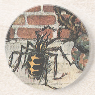Vintage Little Miss Muffet Spider Nursery Rhyme Coaster