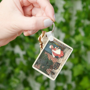Vintage Little Miss Muffet Spider Nursery Rhyme Key Ring