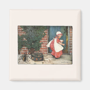 Vintage Little Miss Muffet Spider Nursery Rhyme Magnet