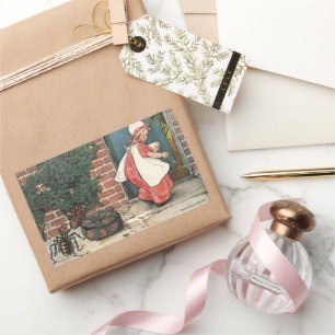 Vintage Little Miss Muffet Spider Nursery Rhyme Rectangular Sticker