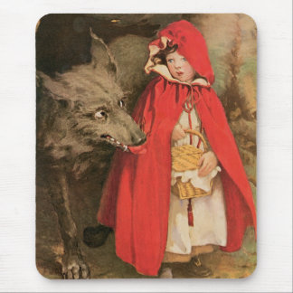 Vintage Little Red Riding Hood and Big Bad Wolf Mouse Mat