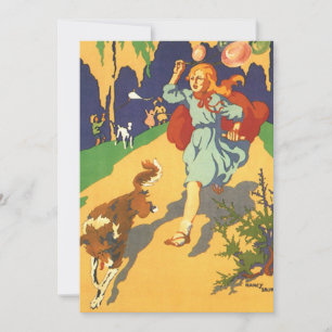 Vintage Little Red Riding Hood at a Birthday Party Invitation