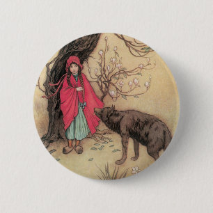Vintage Little Red Riding Hood by Warwick Goble 6 Cm Round Badge