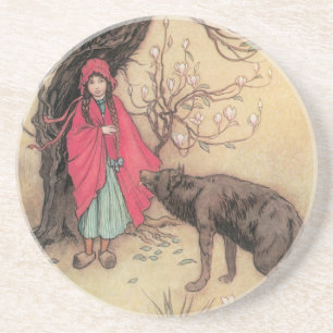 Vintage Little Red Riding Hood by Warwick Goble Coaster