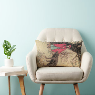 Vintage Little Red Riding Hood by Warwick Goble Lumbar Cushion
