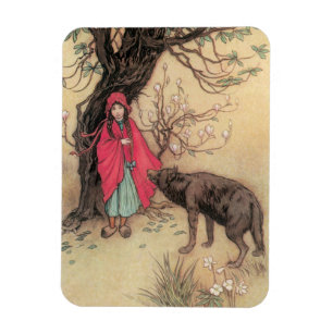 Vintage Little Red Riding Hood by Warwick Goble Magnet