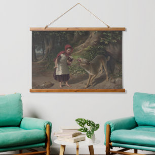 Vintage Little Red Riding Hood Fairy Tale Art Hanging Tapestry