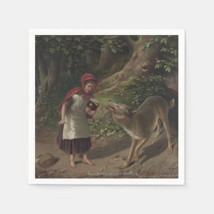 Vintage Little Red Riding Hood Fairy Tale Art Napkin