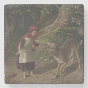 Vintage Little Red Riding Hood Fairy Tale Art Stone Coaster