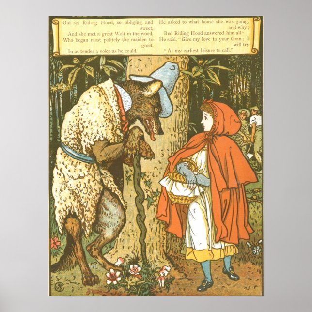 Vintage Little Red Riding Hood Illustration (1915) Poster (Front)