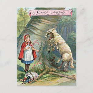 Vintage Little Red Riding Hood Illustration Postcard