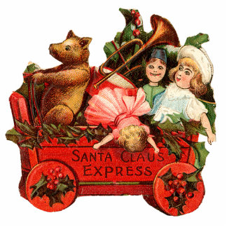 Vintage Little Red Wagon Christmas ornament Photo Sculpture Decoration