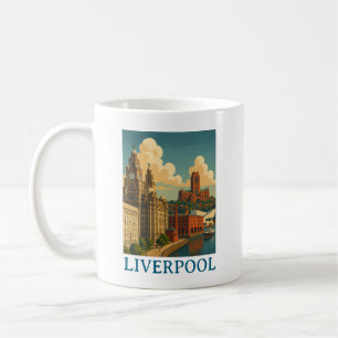 Vintage Liverpool England Travel City View Coffee Mug