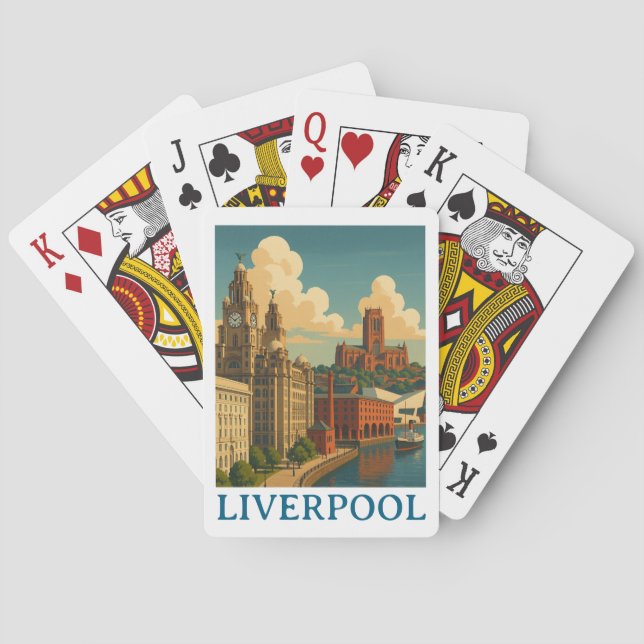 Vintage Liverpool England Travel City View Playing Cards (Back)