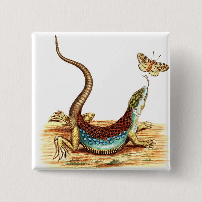 Vintage Lizard 15 Cm Square Badge (Front)