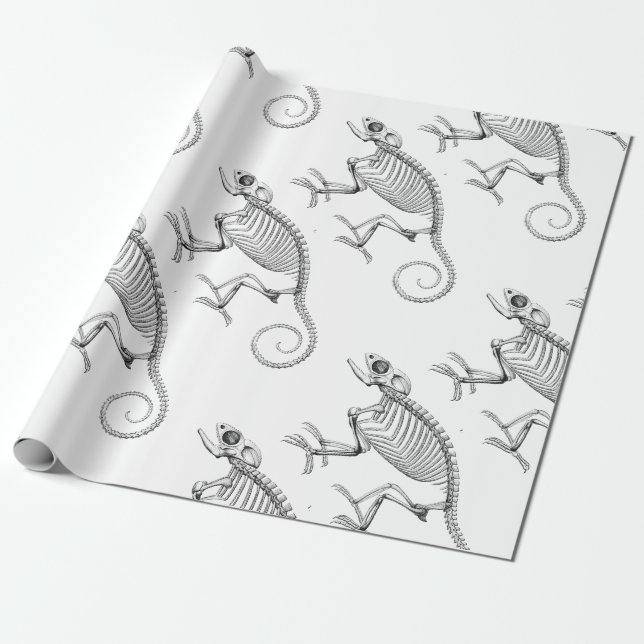 Vintage lizard skeleton gift paper (Unrolled)