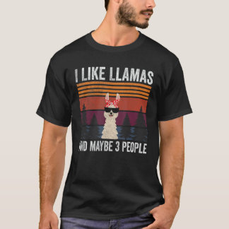 Vintage Llama Camping I Like Llamas And Maybe 3 Pe T-Shirt