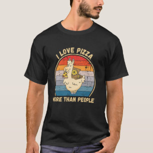 Vintage Llama I Love Pizza More Than People Pizza  T-Shirt