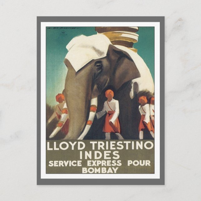 Vintage Lloyd Triestino India Postcard (Front)