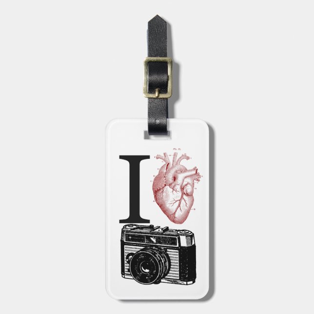 Vintage llustration I Love camera Luggage Tag (Front Vertical)