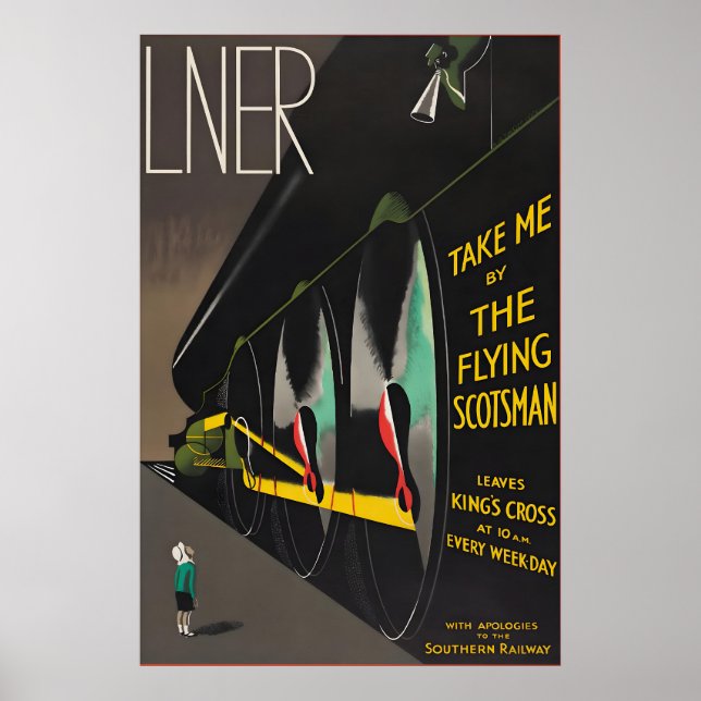 Vintage LNER Flying Scotsman Train Poster London (Front)