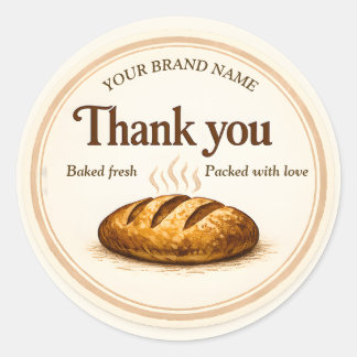 Vintage Loaf of Bread Bakery Thank You Classic Round Sticker