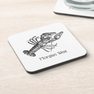 Vintage Lobster #1 Drawing Coaster