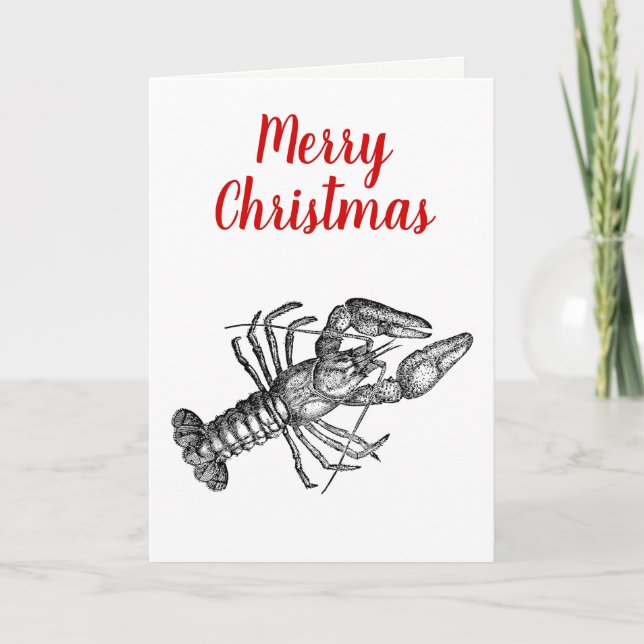 Vintage Lobster #1 Drawing Holiday Card (Front)