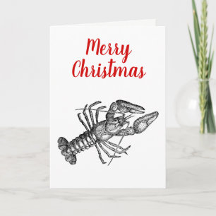 Vintage Lobster #1 Drawing Holiday Card
