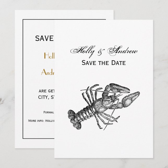 Vintage Lobster #1 Drawing Invitation (Front/Back)