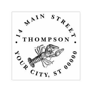 Vintage Lobster #1 Drawing Name Return Address Self-inking Stamp