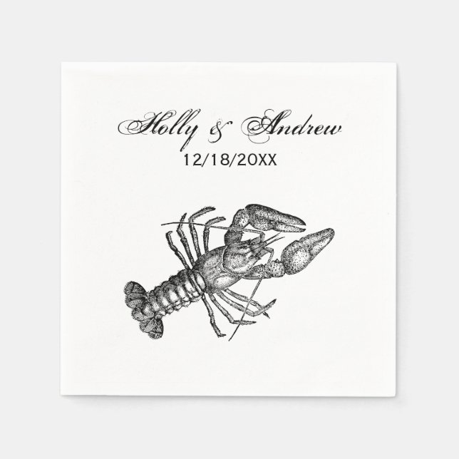 Vintage Lobster #1 Drawing Napkin (Front)