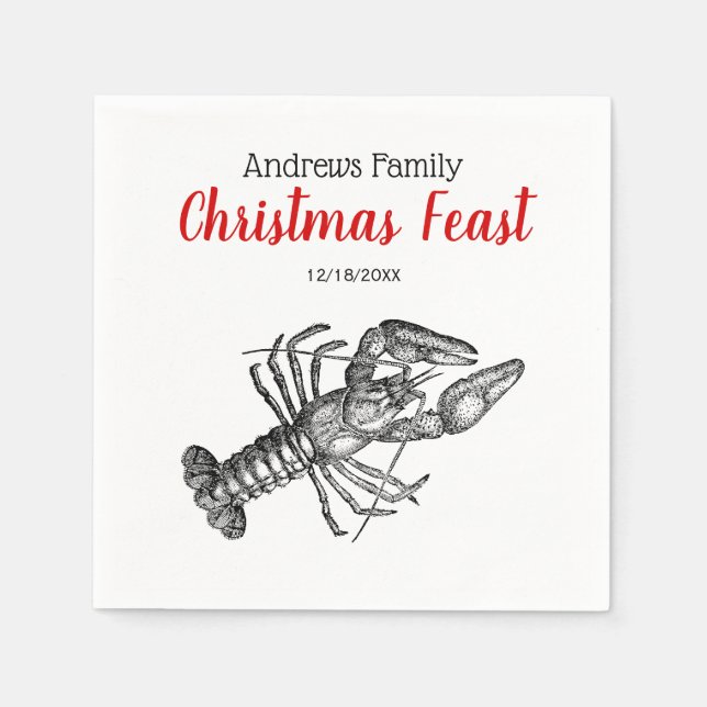 Vintage Lobster #1 Drawing Napkin (Front)