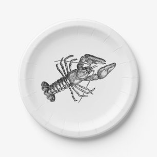 Vintage Lobster #1 Drawing Paper Plate