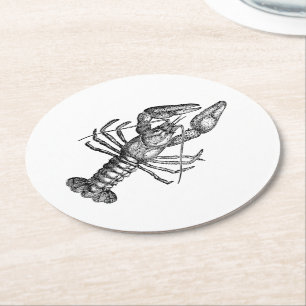 Vintage Lobster #1 Drawing Round Paper Coaster