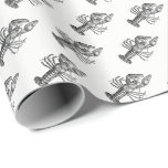 Vintage Lobster #1 Drawing Wrapping Paper<br><div class="desc">Vintage Lobster #1 Drawing Customisable invitations and accessories with a stylised vintage image of a lobster. You can easily customise these products by adding text fields, removing existing text fields, changing design images or adding additional images of your choice. You can also change text fonts and text colours (and in...</div>