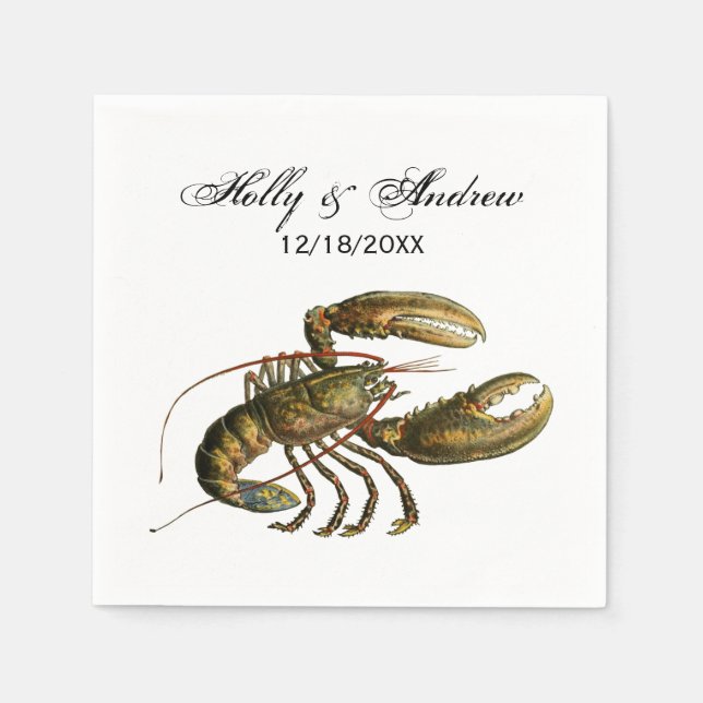 Vintage Lobster #3 Drawing Napkin (Front)