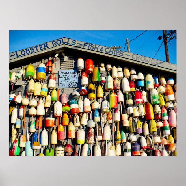 Vintage Lobster Buoys Poster (Front)